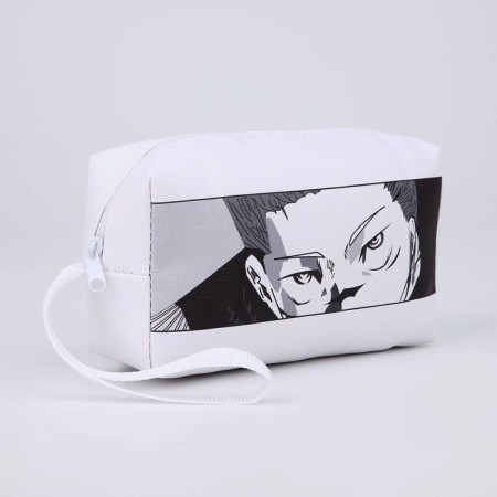 Cosmetic bag with a lightning, with a pen, white color