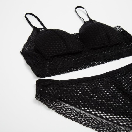 Lower linen women: top and panties, black color, size 42-44-1