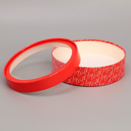 Makarun box, confectionery packaging tube with a LOVE window 20 x 20 x 5 cm-1