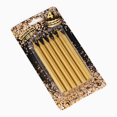 Set of candles for the Cake "Spark", 12 pcs, 8 cm, gold metallic-8