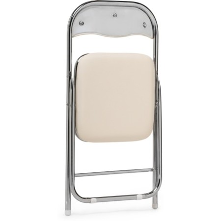 Fold 1 Metal Carcass chair, metal/eco -leather, chrome/beige 43x40x77 cm-5