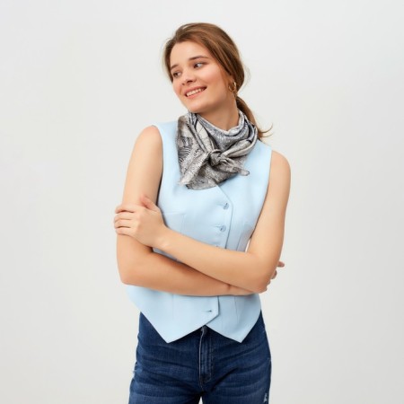 Women's scarf minku rr 90*90 cm, gray color-3