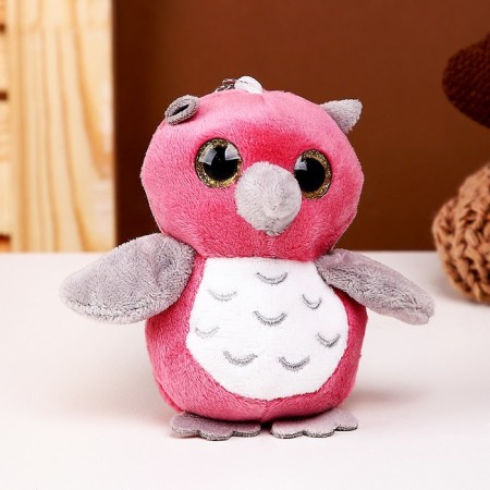 Soft toy "Owl with a gray beak", on a key fob, 10 cm, MIX color
