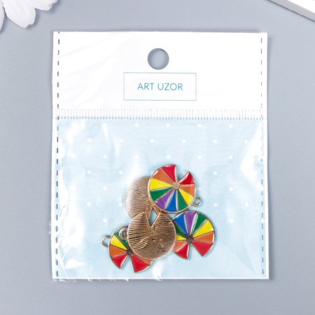 Decor for creativity Metal, enamel "Rainbow slices" 2x1.7 cm-3