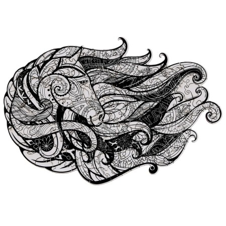 Wooden figured puzzle "Faster than the wind", black and white-3