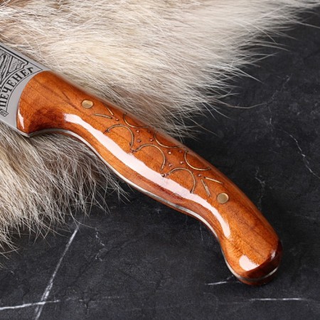 Caucasian knife, tourist "Pecheneg" with scabbard, steel - 40x13, varnished nut, 14 cm-1