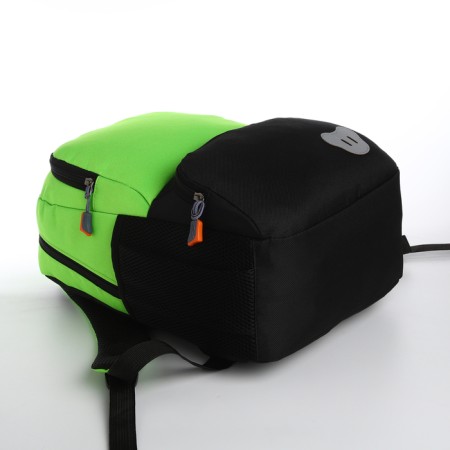School backpack, 2 lightning departments, 3 pockets, black/green color-4