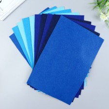 A set of felt (soft) 1 mm 20x30 cm 10 sheets. Blue assorted