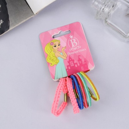 Hair gum "Grandient" (set 6 pcs) lace, 4.5 cm, mix