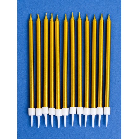 Candles for the cake "Royce", 12 pcs, gold metallic-1
