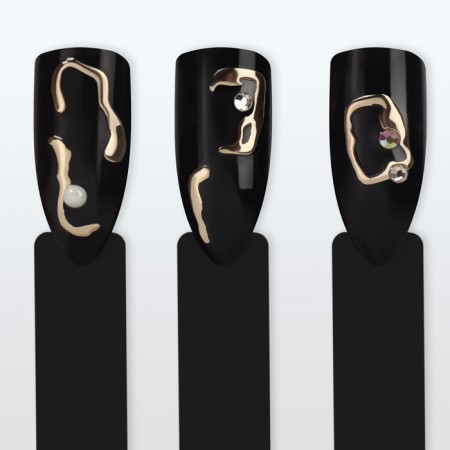 Nail stickers "glare", voluminous, golden color-3