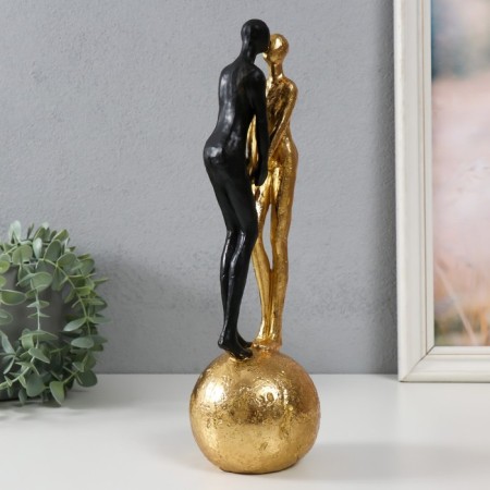 Souvenir Polystone "Abstraction. Lovers on the ball" Gold with black 9.5x9.5x32 cm-1