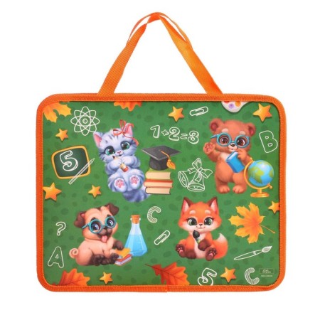 Folder with A4 handles, 330 x 260 x 75 mm, plastic, pens, calligrata "animals"-2