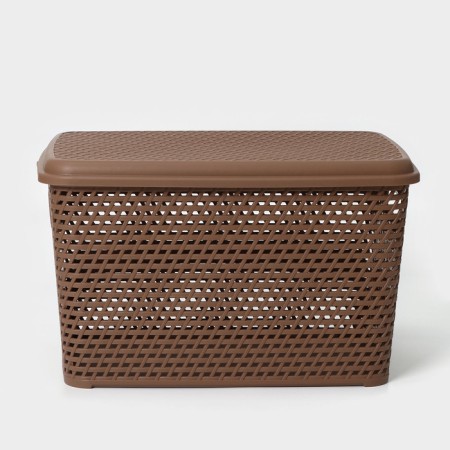 Storage box with a rattan lid, 23 l, 45 × 30 × 26.5 cm, brown color-2
