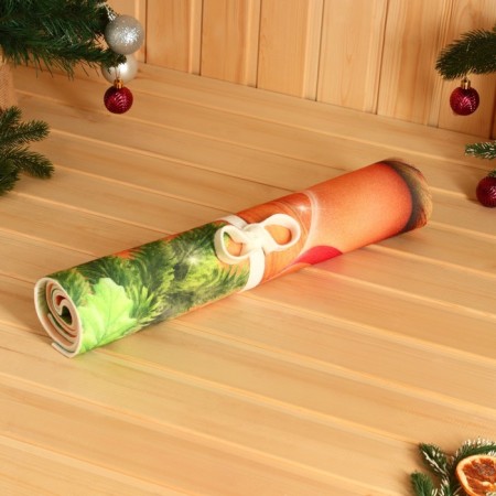 Rug-lane with a print "Hot bath in the new year", 50x155 cm-1