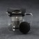 Glass teapot "Cvatro", 600 ml, with metal sieve, black color