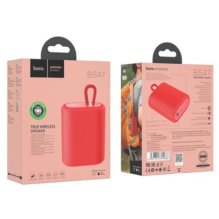 Portable column Hoco BS47, 5 W, 1200 mAh, BT5.0, Microsd, Red-2