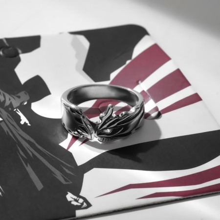 Ring "Japan" two faces, black in silver, dimensionless-3