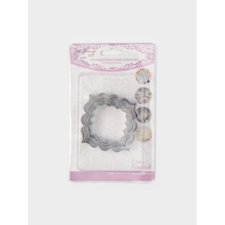 A set of cooking forms “Frame with ornament”, 4 pcs, chrome color-4