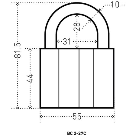 The castle of the hinged "gait" VS2-27C, the handle d = 10 mm, 3 keys, color antik-5