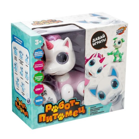 Robot Unicorn "Peter" Woow Toys, programmable, on the control panel, interactive: sound, light, dancing, on the battery, pink-10