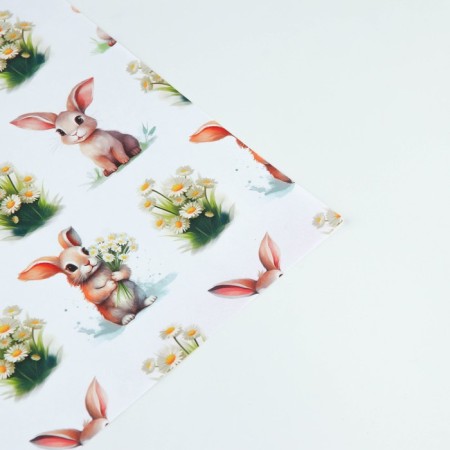 Paper packing craft white "Rabbit with daisies", 50 x 70 cm-3
