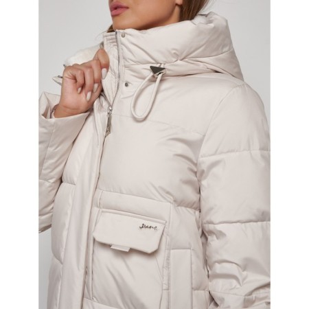 Coat insulated winter female, size 50, beige color-8