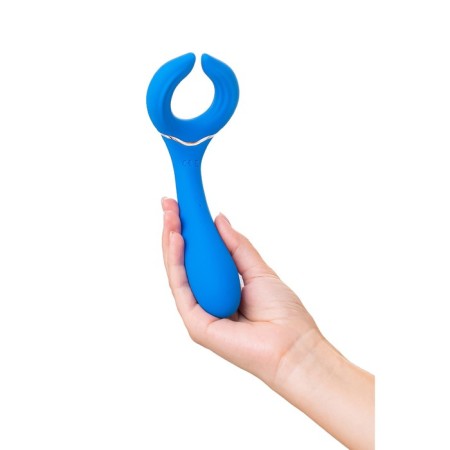 Multifunctional vibrator L’Eroina Whally, 18.5 cm, silicone, blue color-8