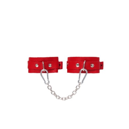 The fetters of mini Pecado BDSM, with rounded corners, genuine leather, red-1