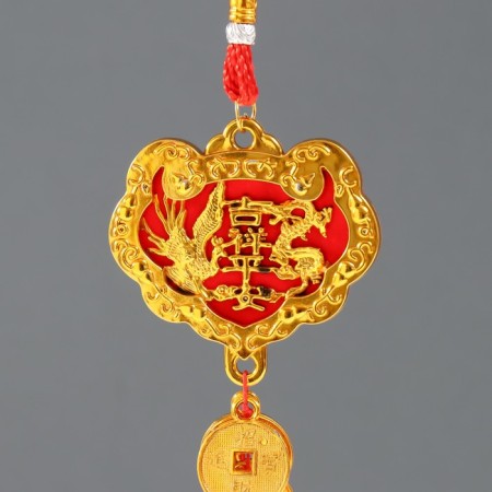 Plastic suspension, textile "Dragon and Phoenix" 8 coins 1.8x7x37 cm