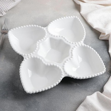 Menzhitsa ceramic 5 cells "Heart", 25 × 5 cm, white color-1