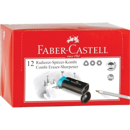 Plastic grinder with Faber-Castell Combi eraser, 1 hole, container, mix-9