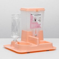 Complex: feed container 38x22x34 cm (1.5 kg), removable bowl and drinker, peach