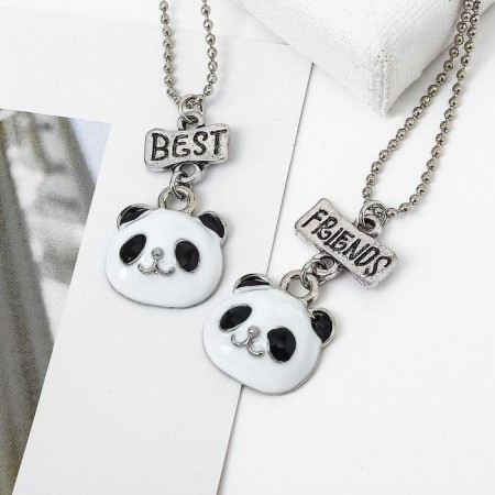 Panda "Demetbus" pendants, black and white color in silver, 45 cm