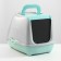 Domik toilet for cats closed with a door 50*38*37 cm, turquoise-gray