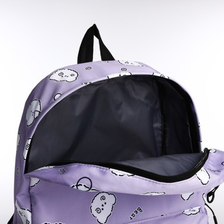 School backpack from textiles on lightning, 3 pockets, pencil case, lilac color-7
