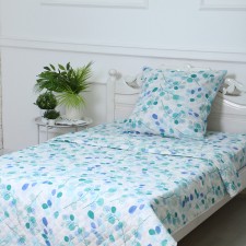 A set with a bedspread of eucalyptus 155x210, 150x220, 70x70cm, BZ blue, calico 120g/m, HL100%