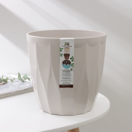Kashpo for flowers with an insert “flute”, 4.5 l, d = 20 cm, h = 20 cm, beige color-5