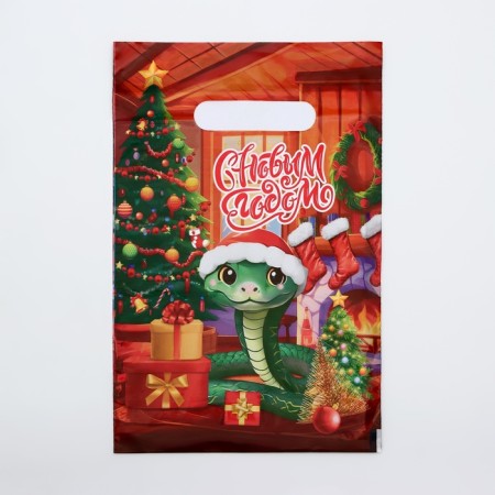 New Year. Package "Cozy Snake", plastic with a cut pen, 20x30 cm.