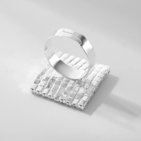 Ring "ice" square, white color in silver, dimensionless-2