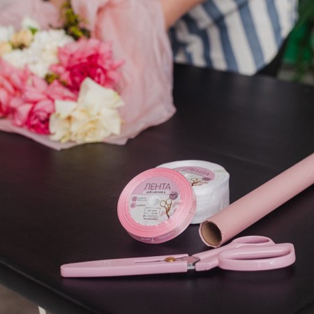 Satin tape "Forever Love", 15 mm × 23 ± 1 m, pink color-3