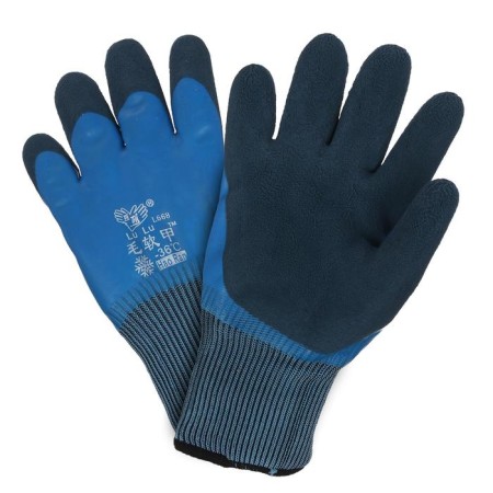 Nylon gloves, insulated, with double latex dousy, size 10, blue, Greengo-1