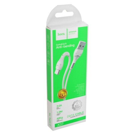 Cable Hoco X37, Type -C - USB, 3 A, 1 m, PVC braid, white-4