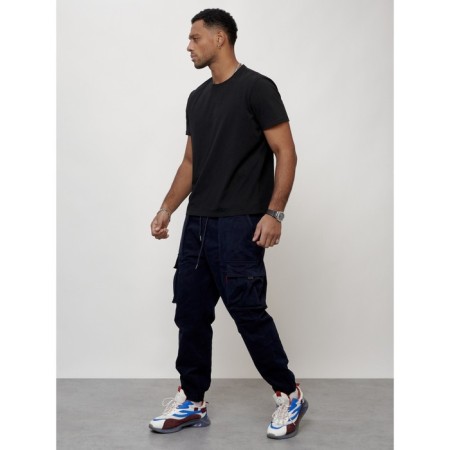 Cargo jeans men, size 46-48, dark blue color-7