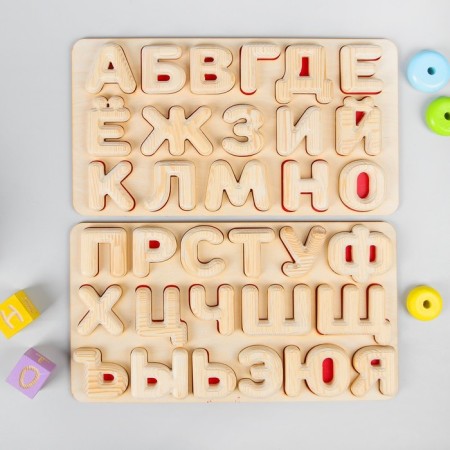 Lnut frame "Alphabet", alphabet of letters: 6 cm, tablet size: 42 × 22 cm