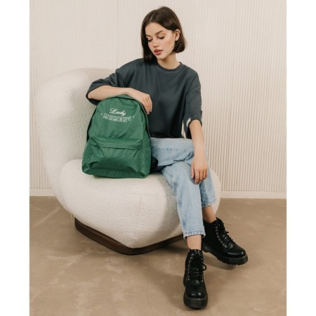 Backpack School Textile Lucky Moment, with pocket, 29x12x40, green color-9