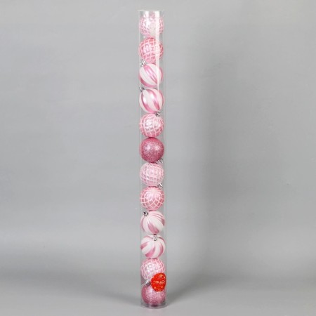 Set of balls plastic D-6 cm, 12 pcs "marshmallow" pink-1