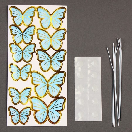 Set for decorating the cake "Butterflies" 11 pcs., Blue color-2