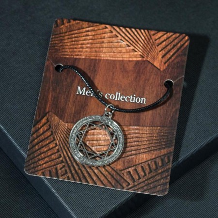 Unisex "Amulet" in a circle, color black silver on a black lace, 48 cm-2