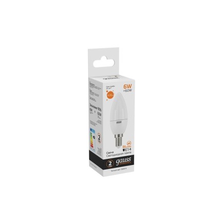 LED LED ELEMENTARY 6W candle 3000K TEPP. Bel. E14 420lm Gauss 33116-2